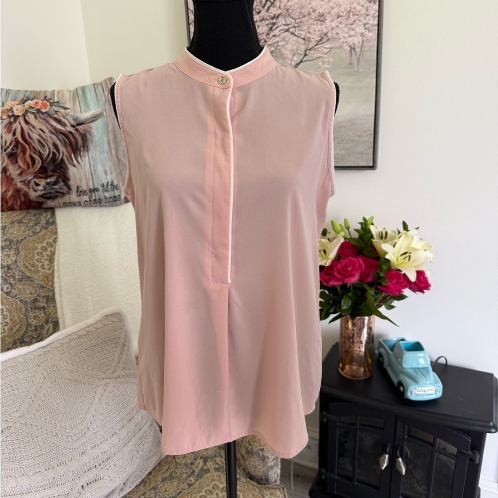 Tommy Hilfiger Pink Relaxed Blouse with Mandarin Collar
